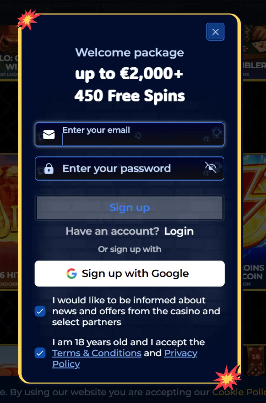 Gangstasino registration